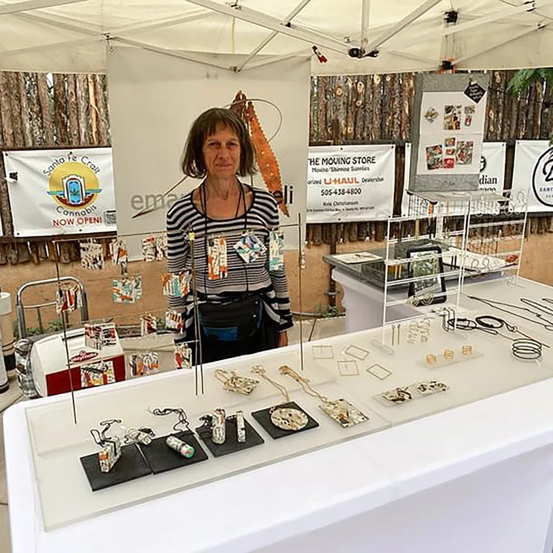 In the booth at the Desert Party with ArtWalk Santa Fe (July 2024)