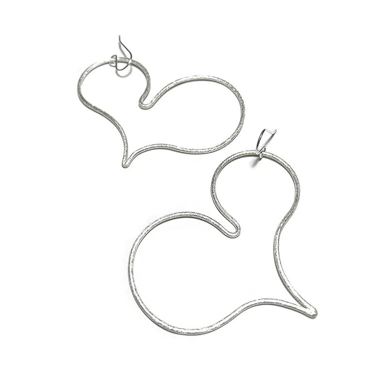 Big Hearts Earrings in brushed silver by Emanuela Aureli