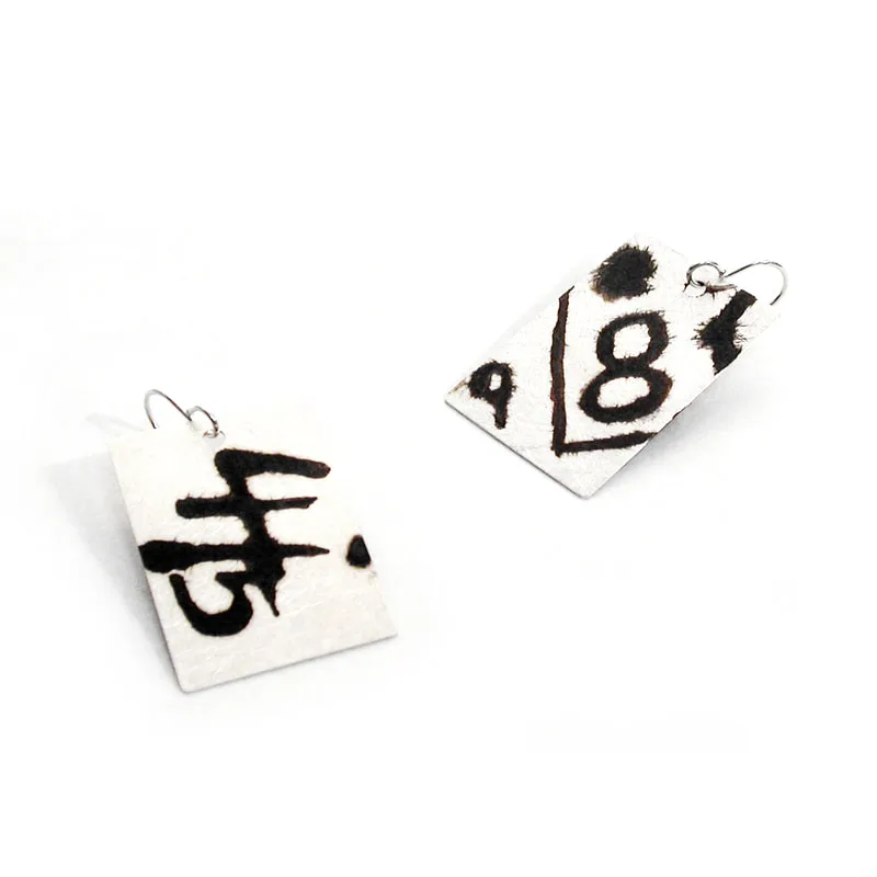 Black and White Graffiti Earrings 1 by Emanuela Aureli