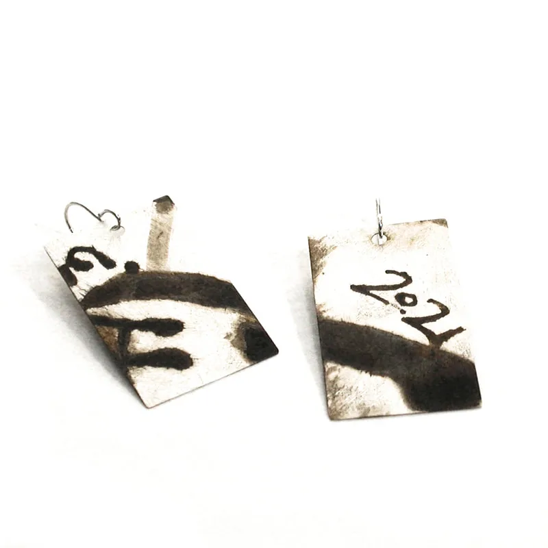 Black and White Graffiti Earrings 2 by Emanuela Aureli