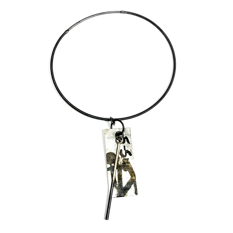 Black and White Graffiti Pendant 1 by Emanuela Aureli