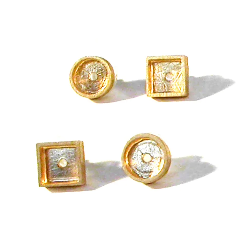 Small Square and Round vermeil Earrings