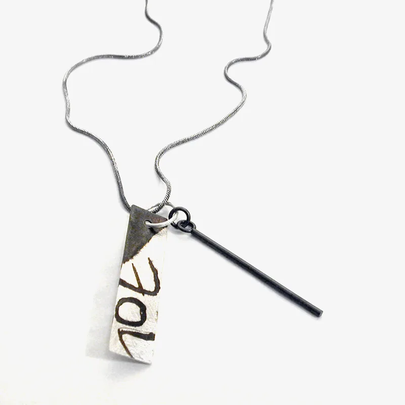 Black and White jewelry collection in sterling silver and black stained patina - pendant2
