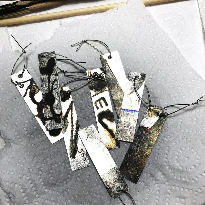 Black and White jewelry work in progress - ready to dry