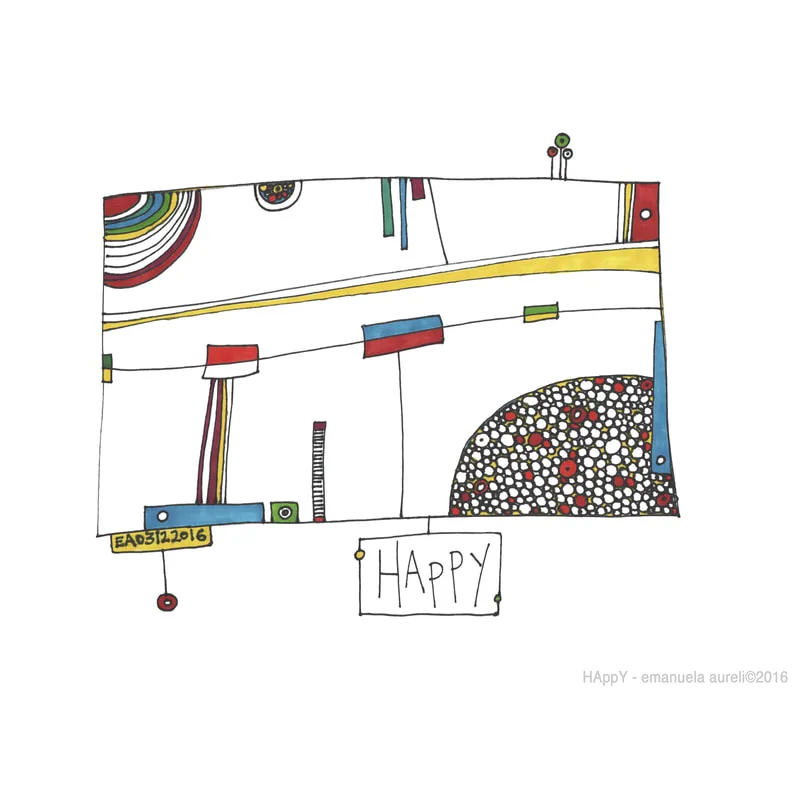 HAppY - colored markers on paper