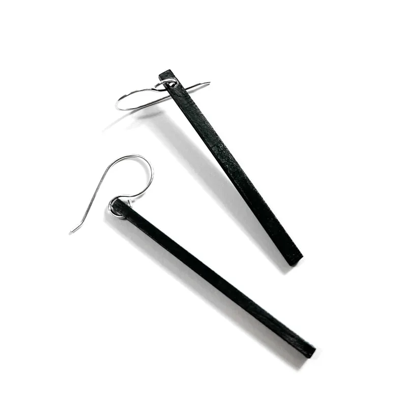 Long Black brass Matchsticks Earrings (2024)