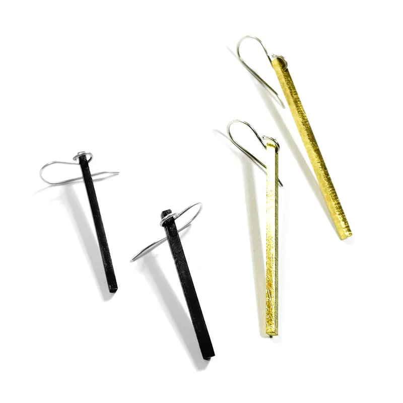 Black and lemon-yellow brass Matchsticks Earrings (2024)