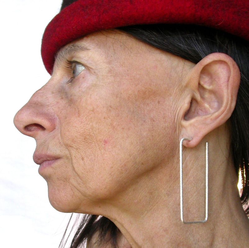 brushed silver rectangle earrings